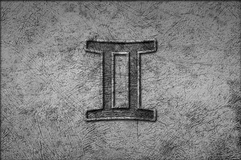 Gemini horoscope symbol, Gemini vintage style zodiac sign