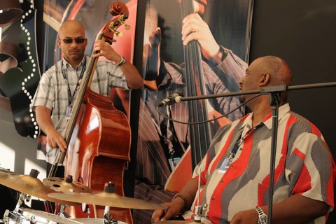 The Creole Sweet Tease Trixi Minx Band playing at the Piazza Grande at the 27th Ascona Jazz