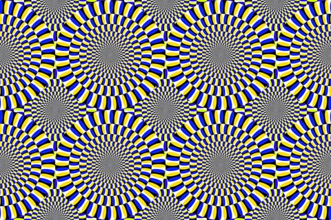 An illustration of an optical Illusion moving circles seamless background