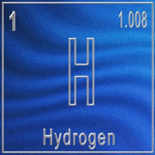 Hydrogen chemical element, Sign with atomic number and atomic weight, Periodic Table Element