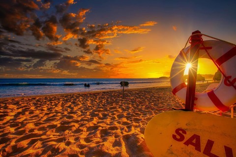 Impressive sunset at Praia do Amado, Portimao, Algarve, Portugal