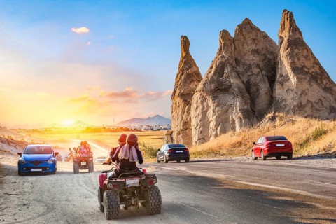 Quad bike riding in Cappadocia at sunset