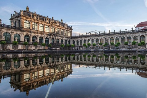 The Dresden Zwinger, a landmark of baroque architecture. Historic buildings in the style of a