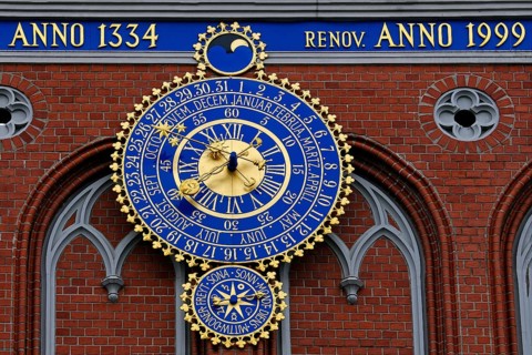 Clock at the Black Head House, Riga, Latvia