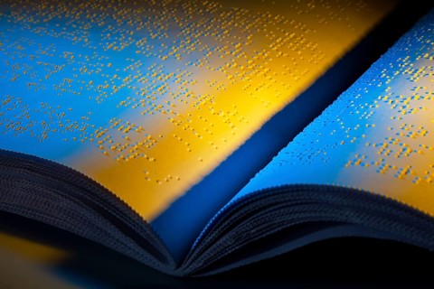 A book written in Braille for the blind. Braille for the blind, A book written in Braille. Braille