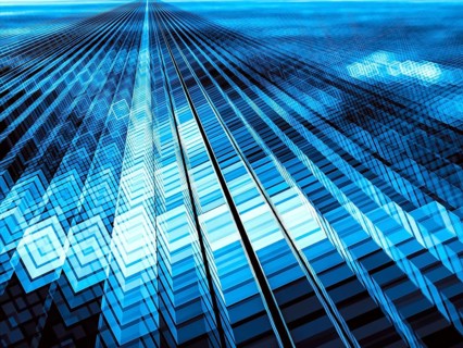 Glossy cubes background - abstract computer-generated image. Digital art: blue way consist of