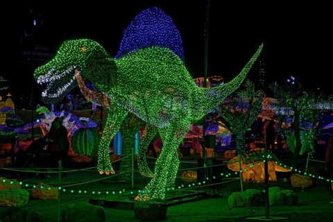 Illumi light show event, 25 million lights, Jurassic kingdom, Laval, Province of Quebec, Canada