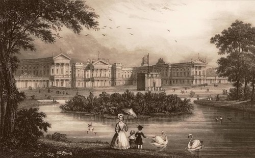 St James's Park, Buckingham Palace, London, England, after Nathaniel Whittock, 1821