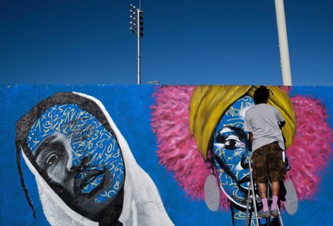 Germany, Berlin, 09.06.2024, Sunday afternoon in Mauerpark, Graffiti Wall (inner wall), Eme