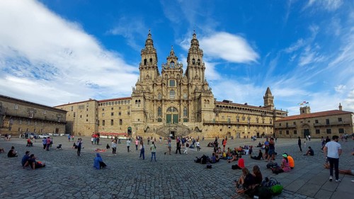 Santiago de Compostela, Spain, September 11th: View on Santiago de Compostela cathedral and Praza