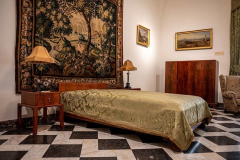 Krakow, Poland, March 23, 2024, Antique bedroom at the Wawel castle