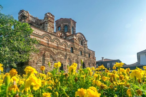 Church of Christ Pantocrator in Nessebar ancient city. Nesebar, Nesebr is a UNESCO World Heritage