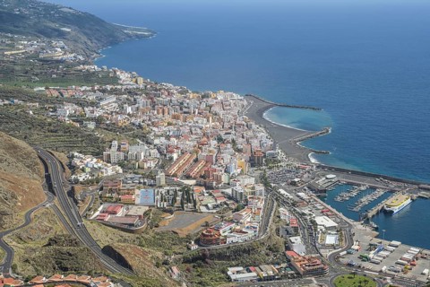 City view, city panorama seen from the Mirador Concepcion, Santa Cruz de La Palma, La Palma, Spain
