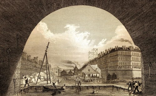 View of river Seine, Paris, antique steel engraved print, 1831