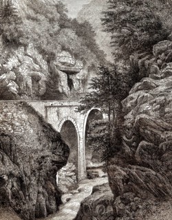 Pont de Hourat, Route des Eaux-Bonnes aux Eaux-Chaudes, Basses-Pyrénées, France