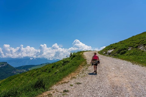 Hiking trail on Monte Baldo on Lake Garda in Italy