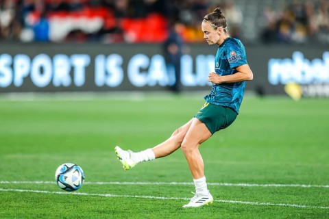 MELBOURNE, AUSTRALIA, JULY 14 : Caitlin Foord of Australia as Australia plays France in the World