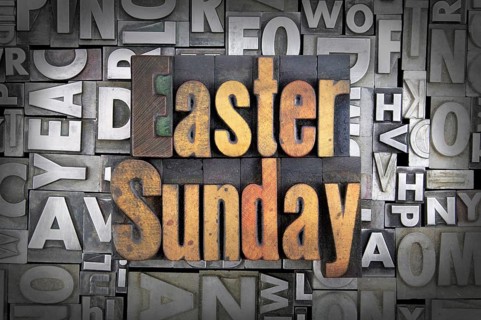 Easter Sunday written in vintage letterpress type
