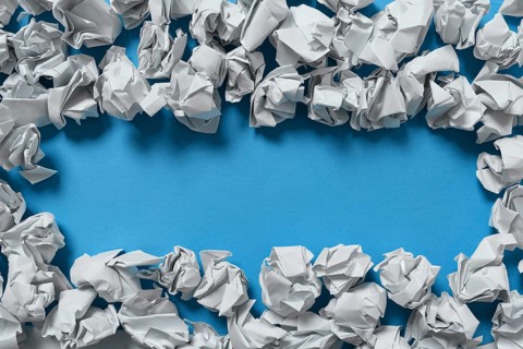 Paper Wraps Placed Around Important Information. Crumpled Memos With Data