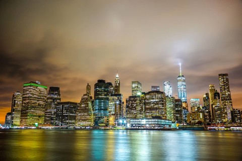 New York Manhattan night view. Shooting Location: New York, Manhattan