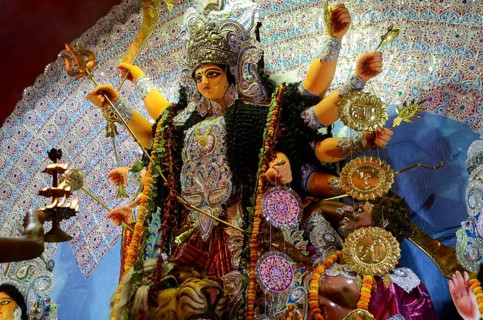 Idol of Goddess on Durga Puja festival, Kolkata, West Bengal, India, Asia