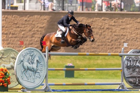Will Simpson of the United States and riding Imar, compete in the 1.60m Grand Prix during The