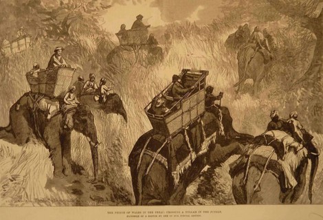 Lithographs The Prince of Wales in Terai crossing Nullah in Jungle, India