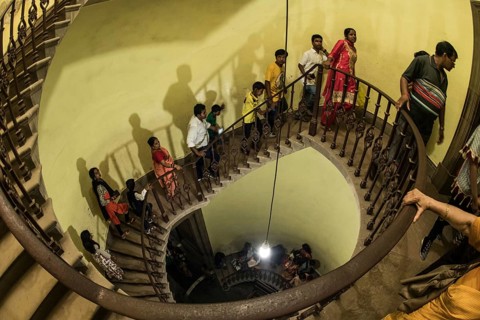 Spiral stairs inside Victoria Memorial, Kolkata, West Bengal, India, Asia