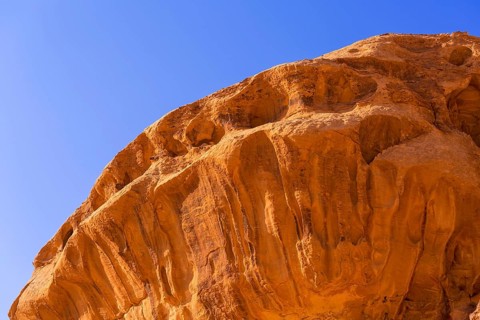 Wadi Rum, Jordan beautiful view of mountain sandstone rocks close-up