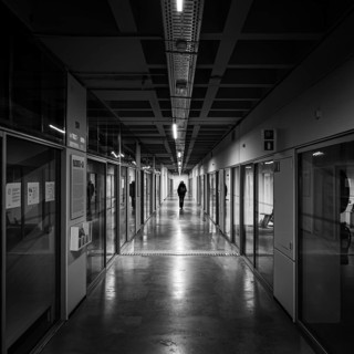 Laeken, Brussels, Belgium, 12 28 2022, Square perspective of the corridor at the Brussels Design