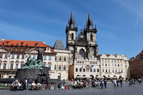 Prague, Old Town Square, Church of the Virgin MaryTyn. Prague, Austria