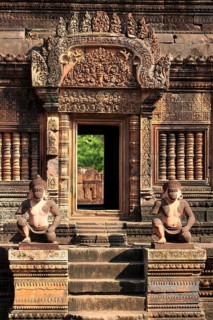 Detail of the temple complex of Banteay Srei in Cambodia
