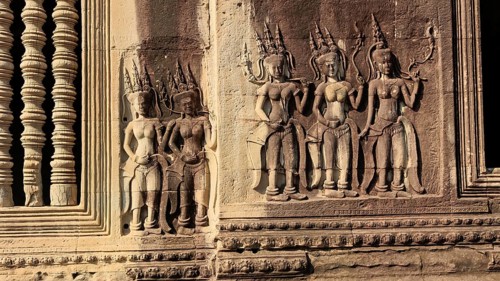 Apsaras half-human, half-divine woman of Hinduism and Buddhism at Angkor Wat in Cambodia