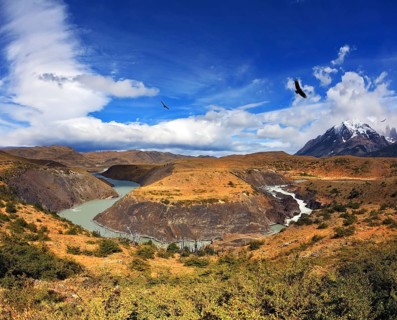 Horseshoe Paine. The national park Torres del Paine, Patagonia, Chile. Paine river bends in a