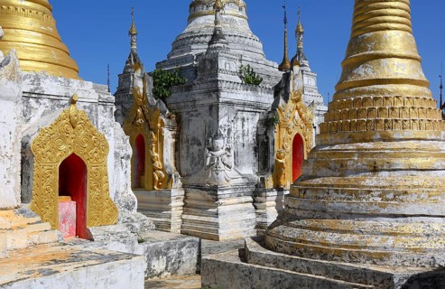Shwe Inn Thein Paya temple complex near Inle Lake in central Myanmar (Burma)