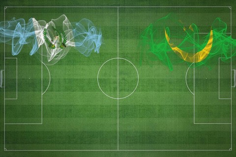 Guatemala vs Mauritania Soccer Match, national colors, national flags, soccer field, football game,