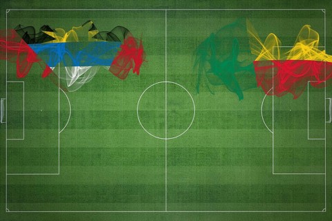 Antigua and Barbuda vs Benin Soccer Match, national colors, national flags, soccer field, football