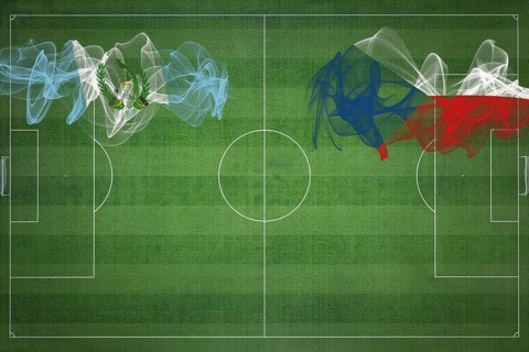 Guatemala vs Czech Republic Soccer Match, national colors, national flags, soccer field, football