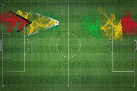 Guyana vs Mali Soccer Match, national colors, national flags, soccer field, football game,