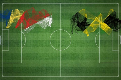 Seychelles vs Jamaica Soccer Match, national colors, national flags, soccer field, football game,