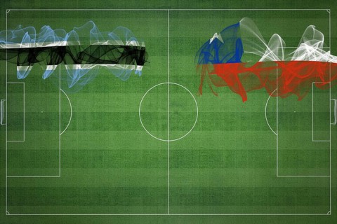 Botswana vs Chile Soccer Match, national colors, national flags, soccer field, football game,