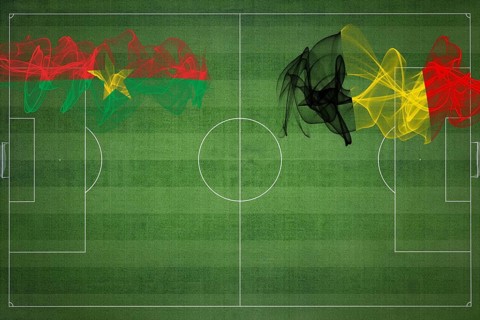 Burkina Faso vs Belgium Soccer Match, national colors, national flags, soccer field, football game,
