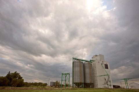 Wooden Grain Elevator in Manitoba Canada Prairie
