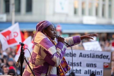 Alliance against right-wing extremism mobilised under the motto Never again is NOW! Nuremberg