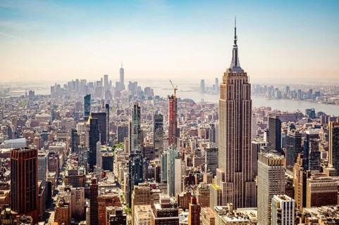 Aerial view of the Empire State Building and cityscape of New York, US