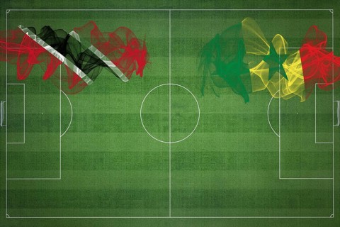 Trinidad and Tobago vs Senegal Soccer Match, national colors, national flags, soccer field,