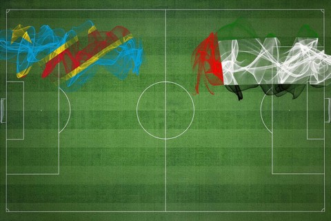 Democratic Republic of Congo vs United Arab Emirates Soccer Match, national colors, national flags,