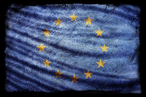 European Union Flag, Grunge Texture Background
