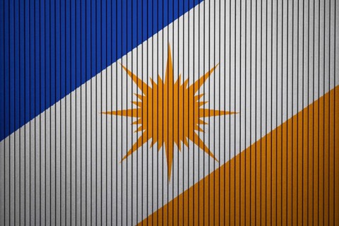 Bandeira do Tocantins flag painted on the cracked grunge concrete wall