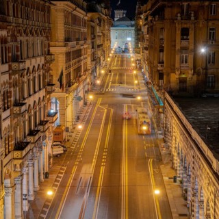 Genova, night, street, view, italy